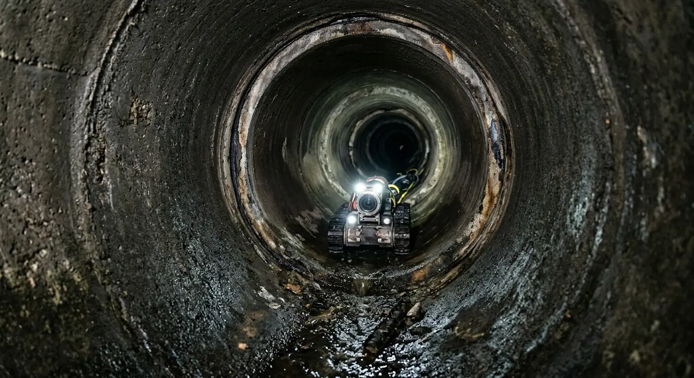 Robotic sewer camera inspecting pipe interior for Drain Snake Service in Lake City